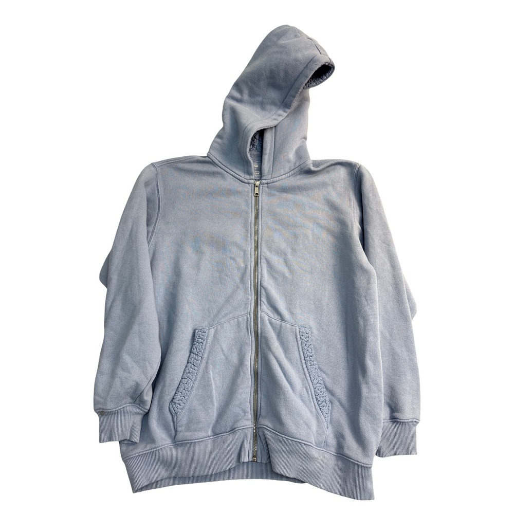Aerie Womens Blue Sherpa Lined Hood Full Zip Fleece Hoodie Sweatshirt Small